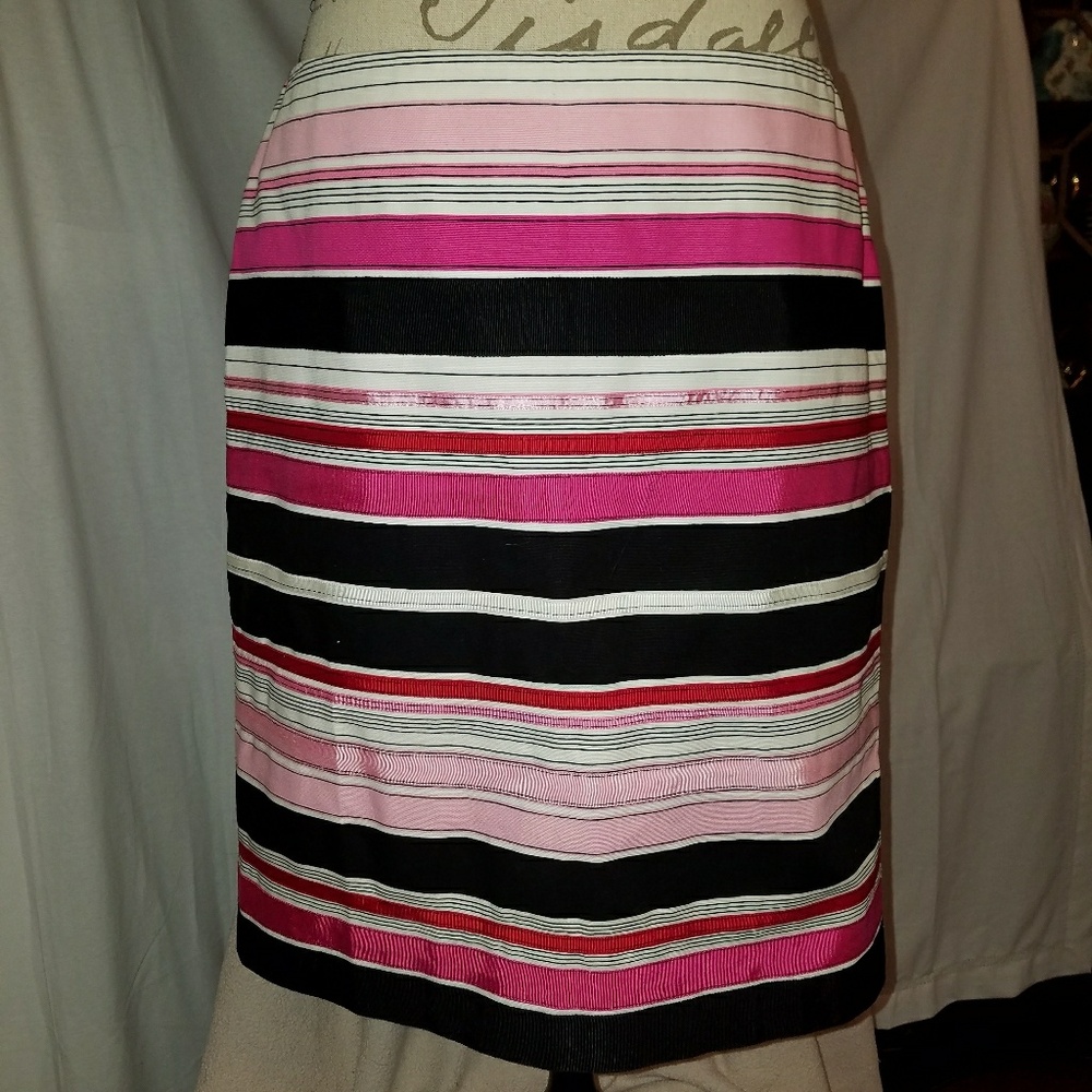 Talbots pink ribbon stripes skirt Petite size 6P